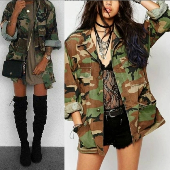 Urban OUTFITTERS ecoté camo camouflage army fatigue jacket small - Picture 15 of 16